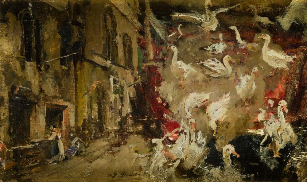 Studio di strade e cigni